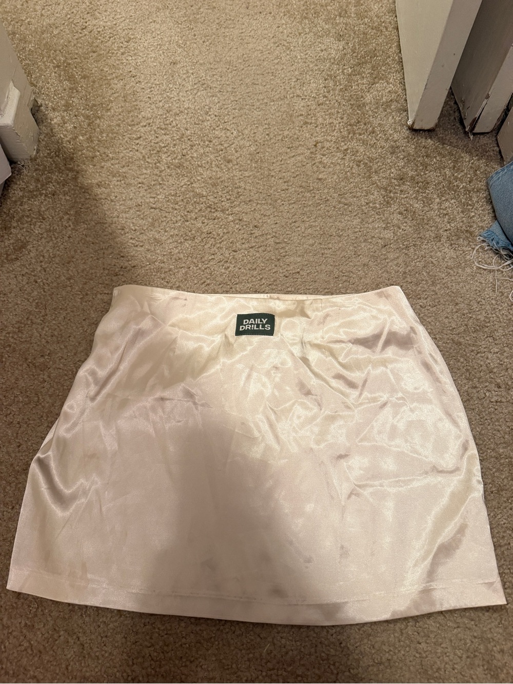 Daily Drills Satin Mini Skirt in Light Cream